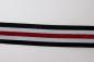 Preview: Glam Stripes - elastisch 2,5 cm - schwarz/weiß/rot Lurex